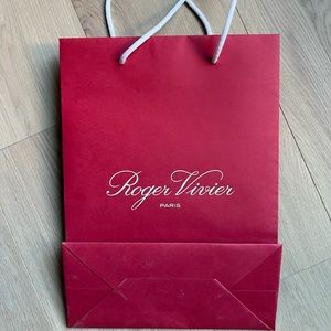 Excellent condition Roger Vivier red shopping bag with with ribbon